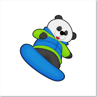 Panda as Snowboarder with Snowboard Posters and Art